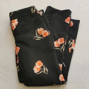 Vintage Kenar Black Polka Dot Floral Pants